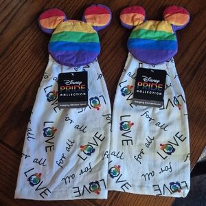 Disney Pride Collection LGBTQ+ Hanging Kitchen Towel Set 2 New With Tags Micky